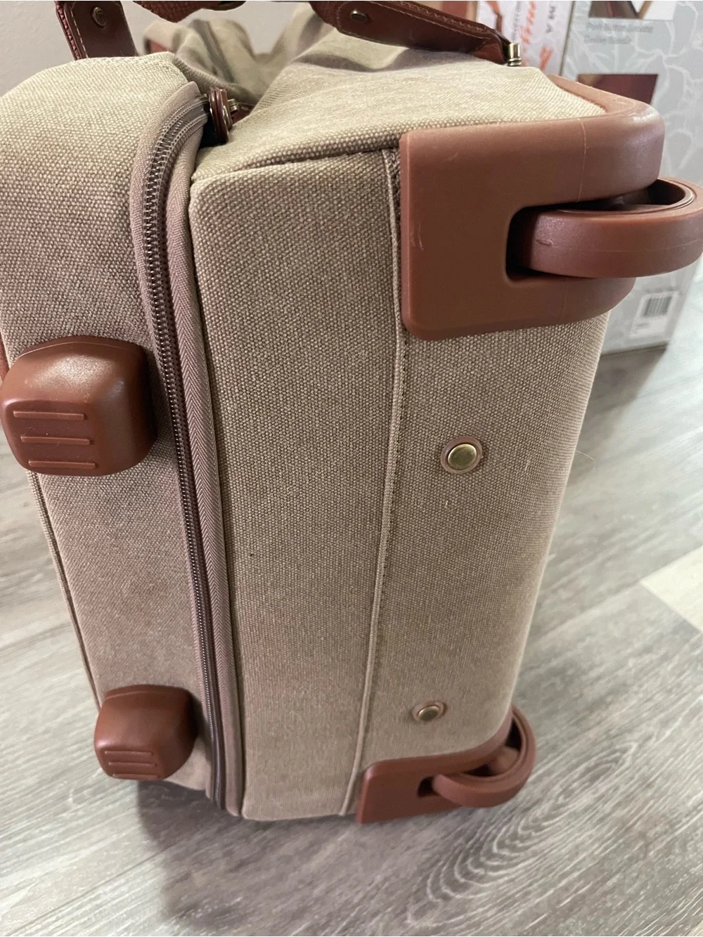 Tommy Bahama Tan and Brown Canvas Leather Travel Tote, Great for travel
